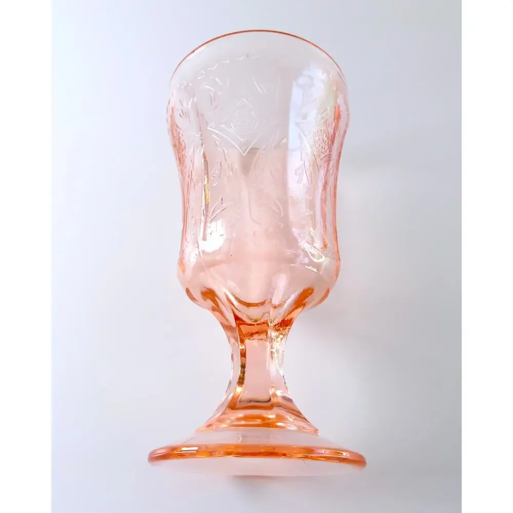 Vintage Indiana Glass Pink Recollection Madrid Goblets Set of 4 Water Glasses